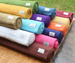 Organic Cotton Amrit Yoga Mat - Handwoven • Machine Washable • Optional Anti-Skid Backing
