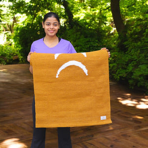 Moon Light Organic Cotton Yoga Mat | Handwoven, Anti-Skid Option | Celestial Moon Phases, Mustard or Black | Eco-Friendly & Gift Ready