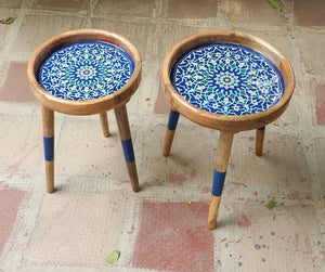 Wooden Stool, Three legged, Tripod Stool - Multipurpose, Round Top, Vintage Finish, Handmade with Reclaimed Mango Wood