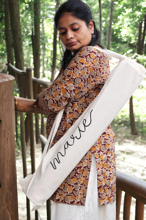 Personalized Embroidered Yoga Mat Bag – Minimalist Handmade Cotton Carrier | Custom Gift for Yogis