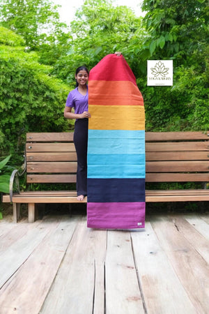 Handwoven Organic Cotton Yoga & Meditation Mat- Just Like a Rainbow