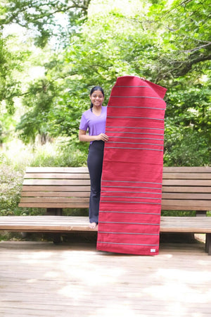 Organic Cotton Yoga Mat | Knotted Handwoven, Anti-Skid & Extra Large | Eco-Friendly, Washable, Biodegradable |