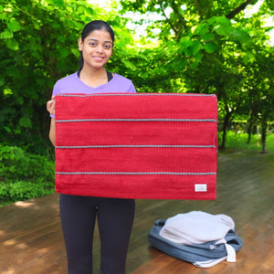 Organic Cotton Yoga Mat | Knotted Handwoven, Anti-Skid & Extra Large | Eco-Friendly, Washable, Biodegradable |