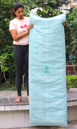 Restorative Organic Cotton Yoga Mat – 2-in-1 Multifunctional Mat for Joint & Knee Support