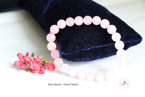 Rose Quartz Bracelet/Jewelry, Elastic Crystal Bead (8mm) Healing Bracelet, For Love, Compassion, Kindness, Forgiveness, Heart Chakra