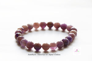 Amethyst Bracelet/Jewelry, Elastic Crystal Bead (8mm) Healing Bracelet, Energy Healing /Chakra Balancing - 'Ajna' or Third Eye Chakra Stone