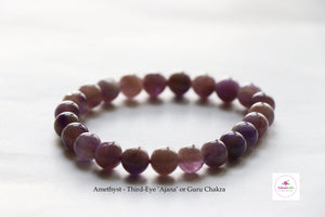 Amethyst Bracelet/Jewelry, Elastic Crystal Bead (8mm) Healing Bracelet, Energy Healing /Chakra Balancing - 'Ajna' or Third Eye Chakra Stone