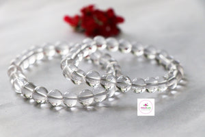 Clear Quartz Bracelet/Jewelry, Elastic Crystal Bead (8mm) Healing Bracelet, Energy Healing /Chakra Balancing - Crown Chakra Stone