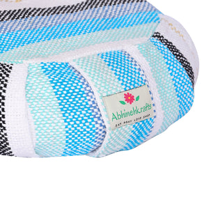 Yoga Meditation Cushion | Handwoven Handmade Round Zafu Pillow |Zipped Cover |Washable| Portable - Sky Lark - Filling Options Available