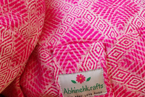 Yoga Meditation Cushion | Handwoven Handmade Round Zafu Pillow |Zipped Cover |Washable| Portable - Fuchsia Love - Filling Options Available