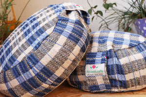 Yoga Meditation Cushion | Handwoven Handmade Round Zafu Pillow |Zipped Cover |Washable| Portable - Azure Love - Filling Options Available