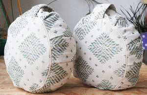 Yoga Meditation Cushion | Handwoven Handmade Round Zafu Pillow |Zipped Cover |Washable| Portable - Diamond - Filling Options Available