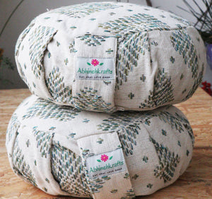 Yoga Meditation Cushion | Handwoven Handmade Round Zafu Pillow |Zipped Cover |Washable| Portable - Diamond - Filling Options Available