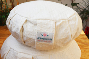 Yoga Meditation Cushion | Handwoven Handmade Round Zafu Pillow |Zipped Cover |Washable| Portable - Shweta - Filling Options Available