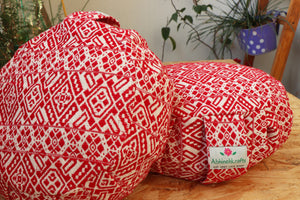 Yoga Meditation Cushion | Handwoven Handmade Round Zafu Pillow |Zipped Cover |Washable| Portable - Scarlet - Filling Options Available