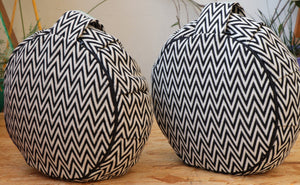 Yoga Meditation Cushion | Handwoven Handmade Round Zafu Pillow |Zipped Cover |Washable| Portable - Black Aztec - Filling Options Available