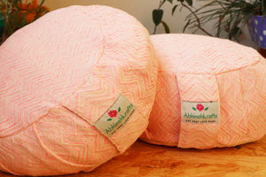 Yoga Meditation Cushion | Handwoven Handmade Round Zafu Pillow |Zipped Cover |Washable| Portable - Rose - Filling Options Available