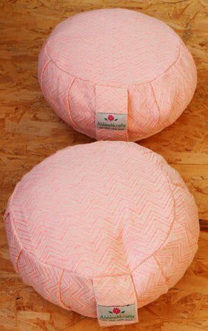 Yoga Meditation Cushion | Handwoven Handmade Round Zafu Pillow |Zipped Cover |Washable| Portable - Rose - Filling Options Available