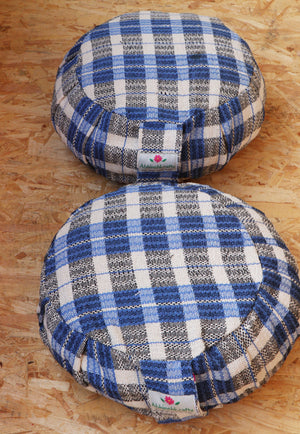 Yoga Meditation Cushion | Handwoven Handmade Round Zafu Pillow |Zipped Cover |Washable| Portable - Azure Love - Filling Options Available