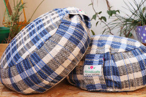 Yoga Meditation Cushion | Handwoven Handmade Round Zafu Pillow |Zipped Cover |Washable| Portable - Azure Love - Filling Options Available