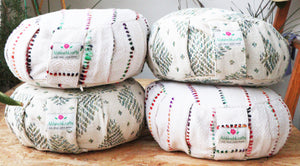 Yoga Meditation Cushion | Handwoven Handmade Round Zafu Pillow |Zipped Cover |Washable| Portable - Diamond - Filling Options Available