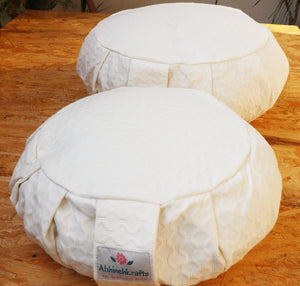 Yoga Meditation Cushion | Handwoven Handmade Round Zafu Pillow |Zipped Cover |Washable| Portable - Shweta - Filling Options Available