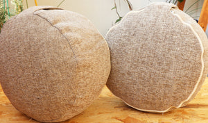 Rondo Yoga Meditation Cushion | Handwoven Handmade Rondo Zafu Pillow - Beige |Zipped Cover |Washable| Portable - Filling Options Available