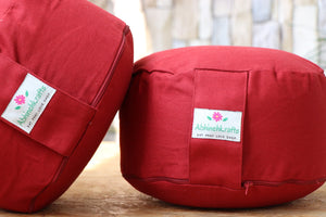 Rondo Yoga Meditation Cushion | Handwoven Rondo Zafu- Solid Color |Zipped Cover |Washable| Portable - Filling & Color Options Available