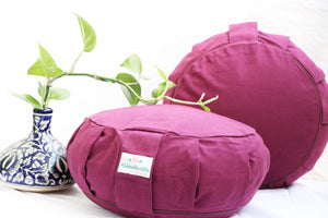 Round Zafu Yoga Cushion |Zipped Cover | Washable| Portable | Solid Colors | Filling Options Available - Medium Size