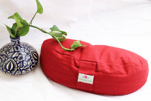 Crescent Yoga/Meditation Cushion–Crescent Yoga Pillow| Zippered Organic Cotton Cover/Liner|Carrying Handle - Color Options - Filling Options