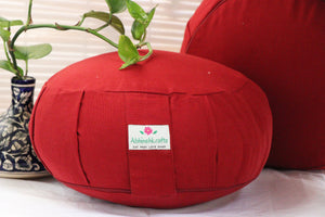 Round Zafu Yoga Cushion |Zipped Cover | Washable| Portable | Solid Colors | Filling Options Available - Medium Size