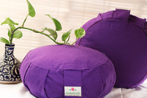 Round Zafu Yoga Cushion |Zipped Cover | Washable| Portable | Solid Colors | Filling Options Available - Medium Size
