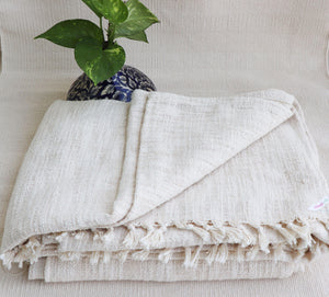 Combo Set - Handwoven Organic Cotton Blanket and a Meditation Cushion - Design: Ananda - Christmas Gift