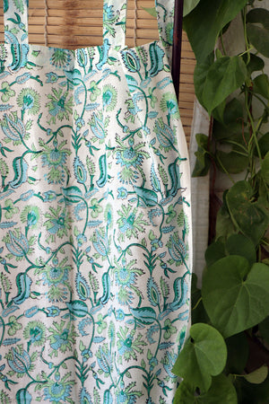 Handblock Print Mulmul (Muslin) Curtain/Room Divider/Sheer/Drape with Loops - La La Land - Set of Two Curtains