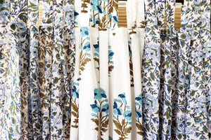 Handblock Print Mulmul (Muslin) Curtain/Room Divider/Sheer/Drape with Loops - Love as we know it - Set of Three Curtains