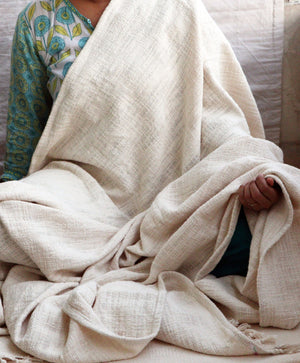 Combo Set - Handwoven Organic Cotton Blanket and a Meditation Cushion - Design: Ananda - Christmas Gift