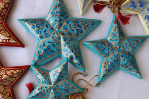Stars Set - Christmas Ornaments, Christmas Baubles, Hanging Ornaments, Keepsake, Christmas Decoration, Handmade Paper Mache Christmas Gift
