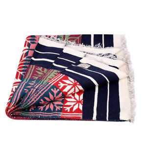 Indian Boho/Bohemian Cotton Reversible Area Rug/Chindi Rag/Floor Runner/Yoga Mat/Dhurrie/Kilm/Carpet - Adhrit