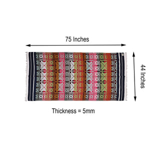 Indian Boho/Bohemian Cotton Reversible Area Rug/Chindi Rag/Floor Runner/Yoga Mat/Dhurrie/Kilm/Carpet - Arit