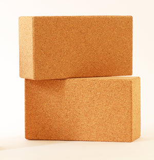 Yoga/Exercise/Fitness Blocks - Set of Two Yoga Blocks with Carrying Bag - Option to Choose - Wood OR Cork
