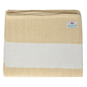 Handwoven Herringbone Organic Cotton Blanket (Herringbone Weave) for Yoga and Meditation or Use as Bed Linen/Home Decor