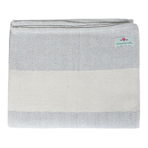 Handwoven Herringbone Organic Cotton Blanket (Herringbone Weave) for Yoga and Meditation or Use as Bed Linen/Home Decor