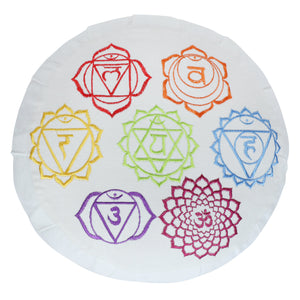 Embroidered Seven Chakra Round Zafu Yoga Pillow |Zipped Cover |Washable| Portable - Filling Options - Pre-Orders