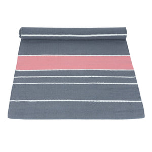 Organic Natural Cotton Mat for Yoga, Pilates, Fitness, and Meditation - Dusk with Pink Stripes (Handwoven, anti-skid - Extra Long)