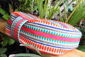 Yoga Meditation Cushion | Handwoven Handmade Crescent Pillow |Zipped Cover |Washable| Portable - Carnival - Filling Options Available