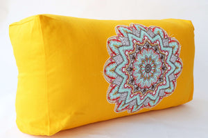 Rectangular Embroidered Yoga Bolster Pillow for Meditation and Support