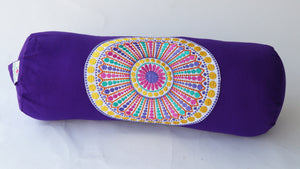 Round Yoga Bolster Pillow for Meditation and Support - Round Embroidered Yoga Cushion - Machine Washable - Made in India by AbhinehKrafts