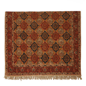 Large Cotton Yoga Mat - 6x4 feet (large) Area Rug - Kalamkari Hand Block Printed - Cotton Area/Yoga Rug - Handwoven Cotton Carpet