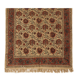 Large Cotton Yoga Mat - 5x3 feet Area Rug - Kalamkari Hand Block Printed - Cotton Area/Yoga Rug - Handwoven Cotton Carpet