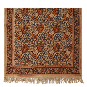 Large Cotton Yoga Mat - 5x3 feet Area Rug - Kalamkari Hand Block Printed - Cotton Area/Yoga Rug - Handwoven Cotton Carpet